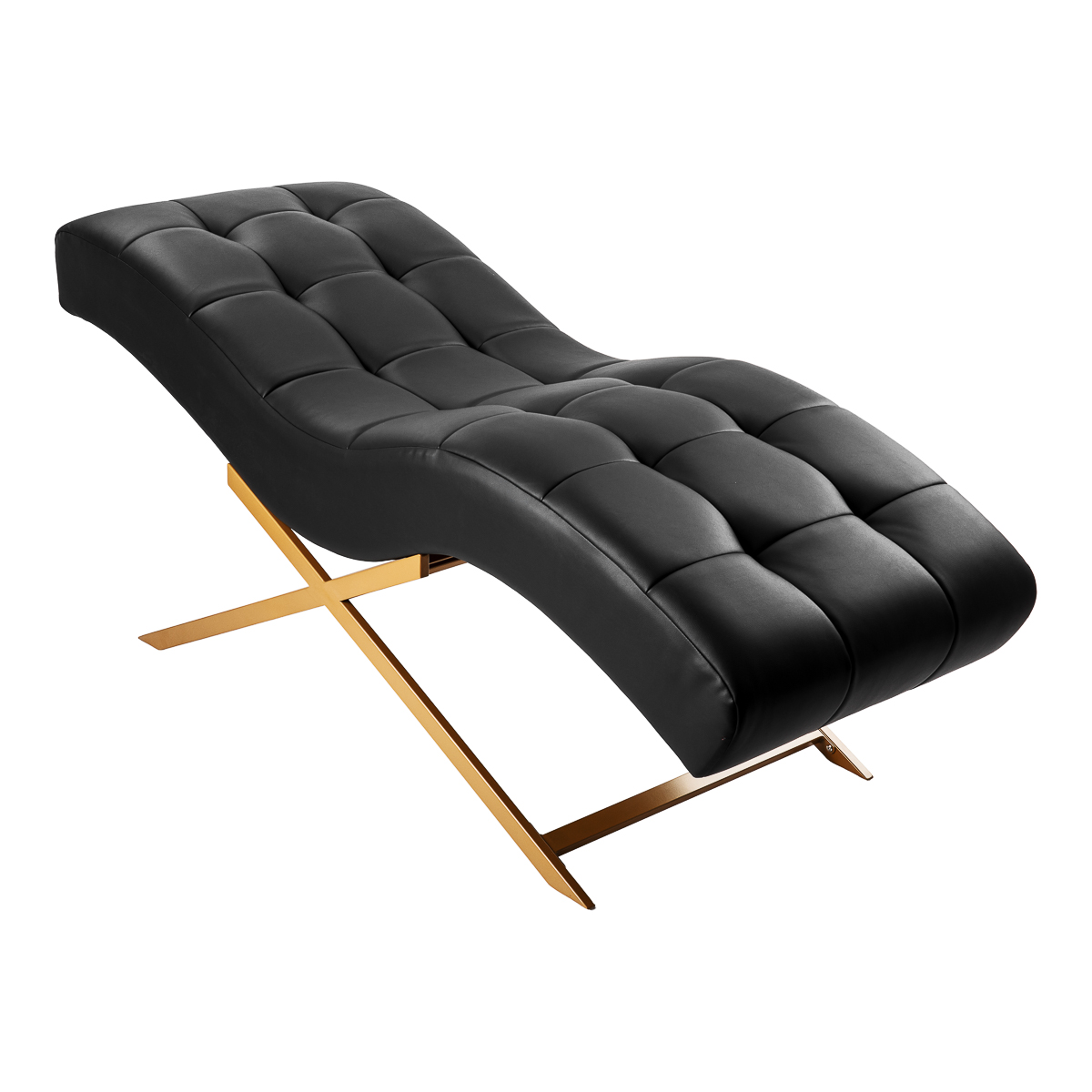 155738_02_2502 Behandlungsstuhl für Wimpern Sillon Alba schwarz mit goldenem Untergestell – Bild 1