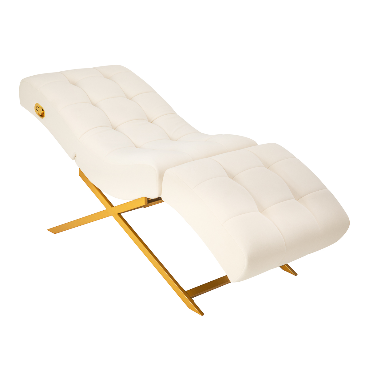 155739_02_2502 Behandlungsstuhl für Wimpern Sillon Umbra weiß mit goldenem Untergestell – Bild 1